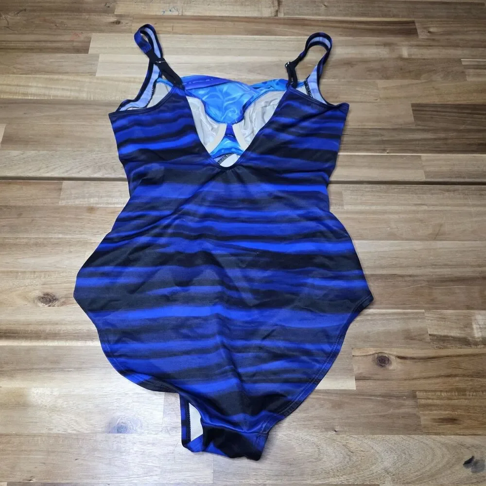 Kirkland Miraclesuit Swimsuit Size 12 One-piece Blue Purple Underwire